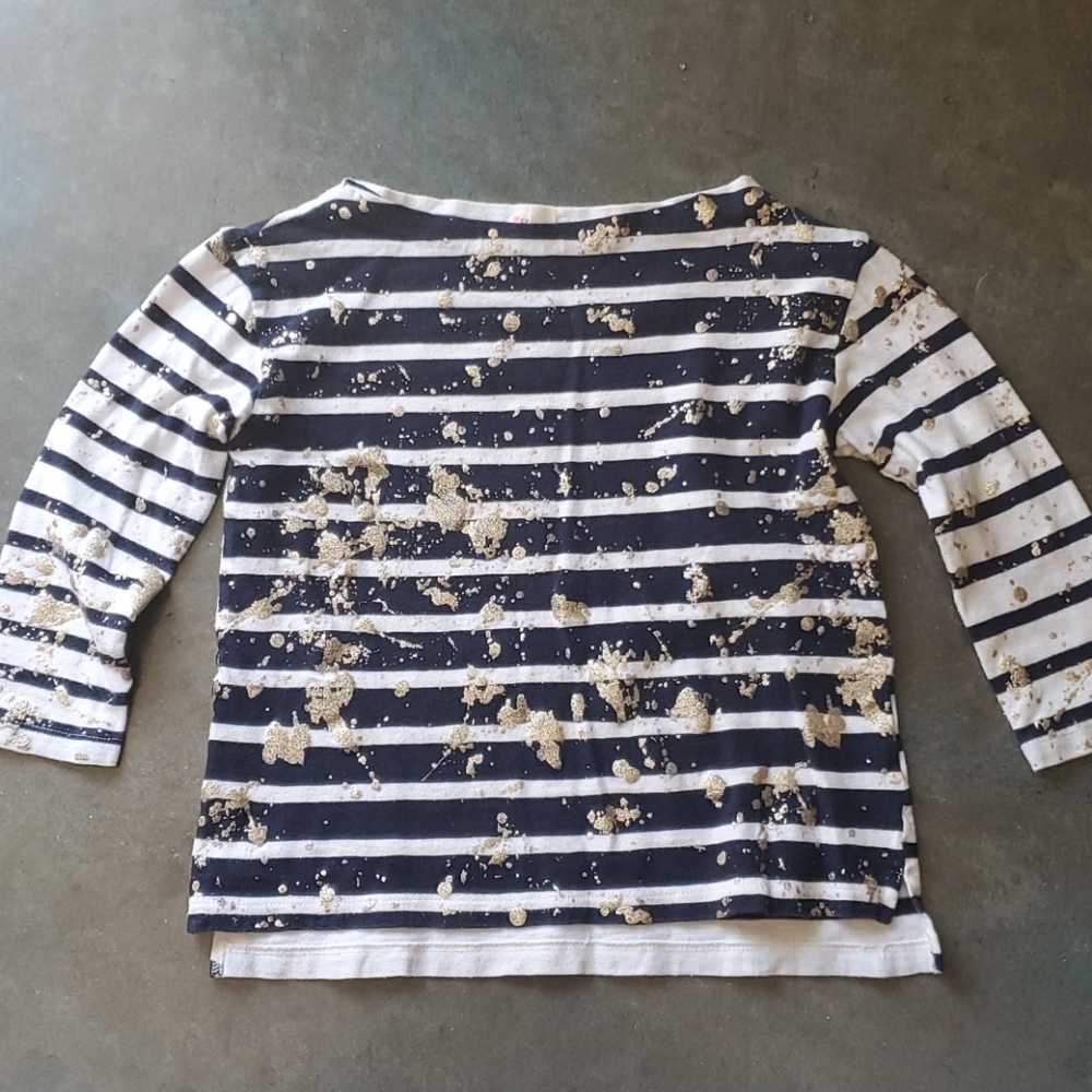 3/$10 Crewcuts Striped Cotton Gold Splattered Top girls size 8